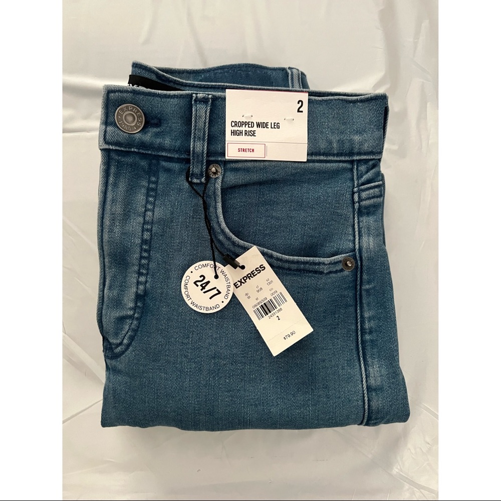 Express Cropped Wide Leg High Rise Jeans